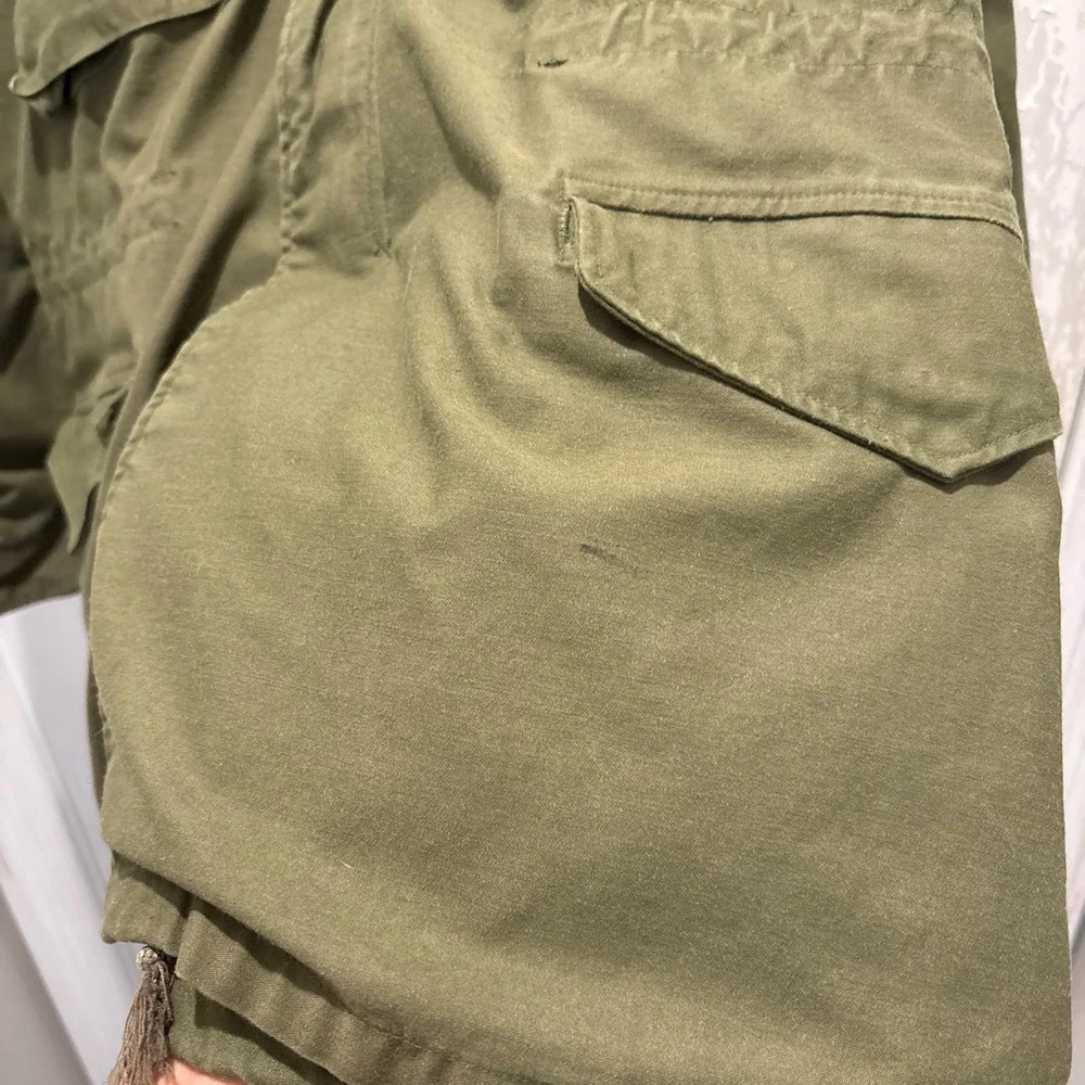 Vintage 80s US Army OG 107 Field Jacket Olive Green Military Coat Medium Long